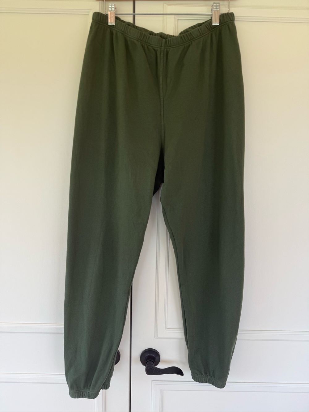 perfectwhitetee johnny french terry easy sweatpant in dark green, size M